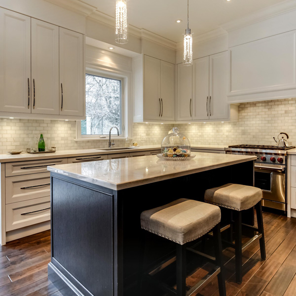 Kitchen with custom cabinetry 